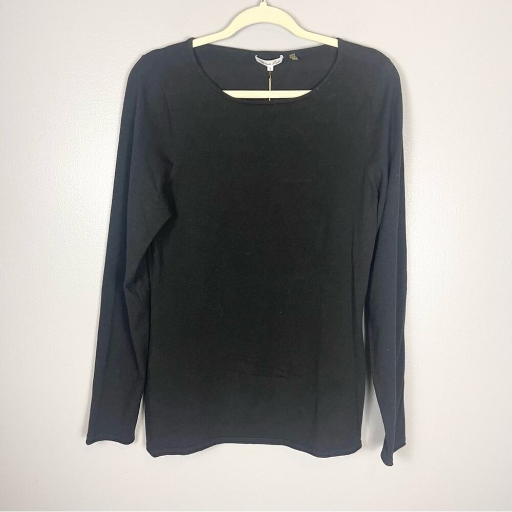 Minnie Rose Long Sleeve Knit Pullover Top Crew Neck Woman size XL Black
